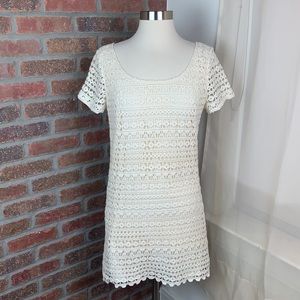 UO Starting at Stars White Crochet Dress, S